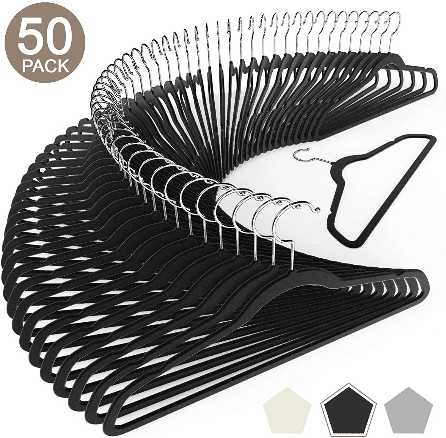 50 PACK - PREMIUM VELVET CLOTHES HANGERS FOR $14.81