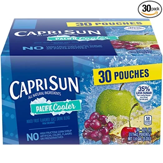 PACK OF 30 - CAPRI SUN PACIFIC COOLER JUICE DRINKS, 6 FL OZ FOR $6.16