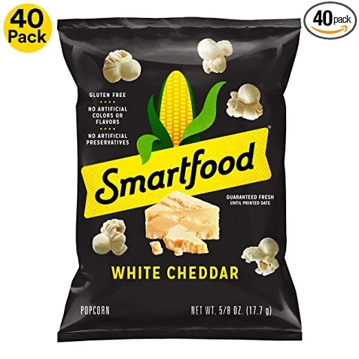 40 SNACK BAGS - SMARTFOOD WHITE CHEDDAR FLAVORED POPCORN FOR $11.30