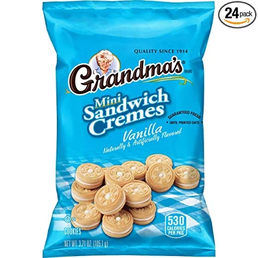 24 SNACK BAGS - GRANDMA’S MINI COOKIES, VANILLA CRÈME FOR $11.23