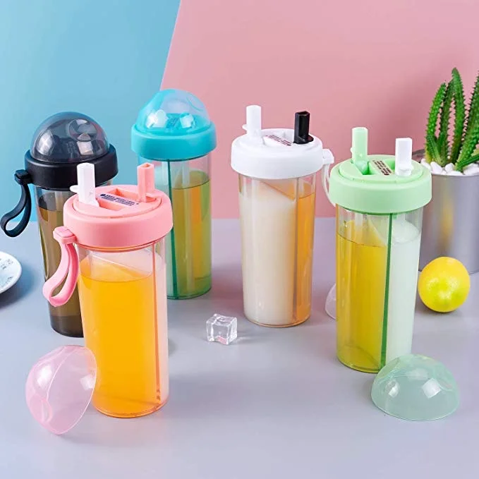 DUAL USE PORTABLE WATER BOTTLE WITH STRAWS FOR $6.99