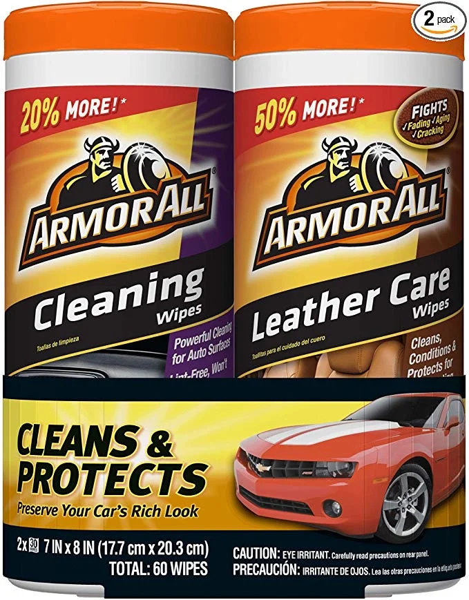 2 PACK - ARMOUR ALL CLEANING AND LEATHER CARE WIPES FOR $6.88