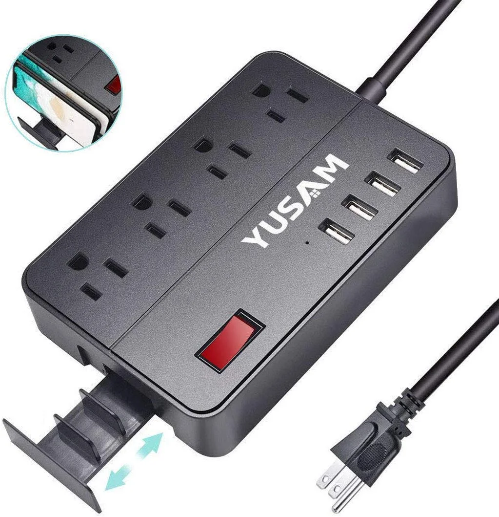 4-AC OUTLET + 4-USB PORT POWER STRIP SURGE PROTECTOR FOR $8.49