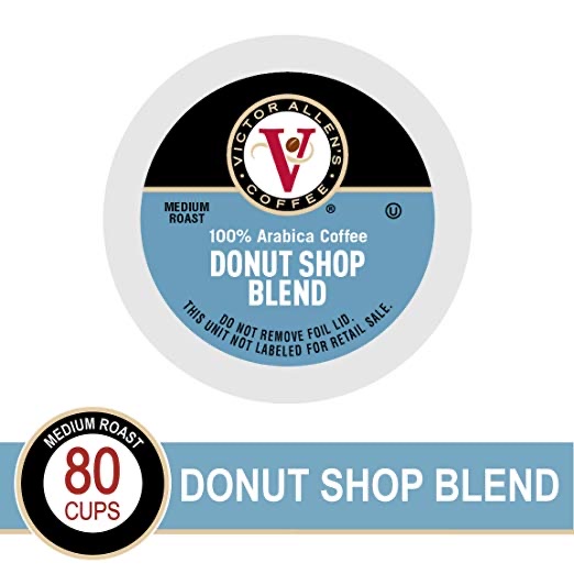 PACK OF 80 - VICTOR ALLEN’S DONUT SHOP MEDIUM ROAST COFFEE K-CUPS FOR $18.99