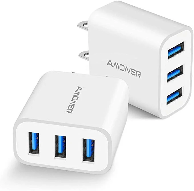 2 PACK - 3-PORT USB WALL PLUG CHARGER FOR $10.19