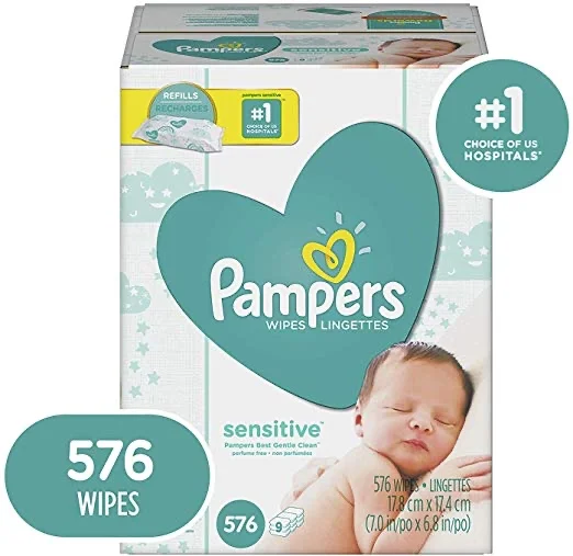 BOX OF 576 - PAMPERS SENSITIVE WATER BABY DIAPER WIPES FOR $13.29