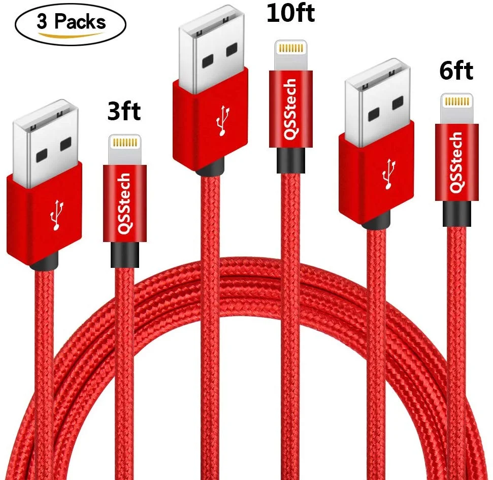 3 PACK - NYLON BRAIDED IPHONE CHARGING CABLES FOR $5.60