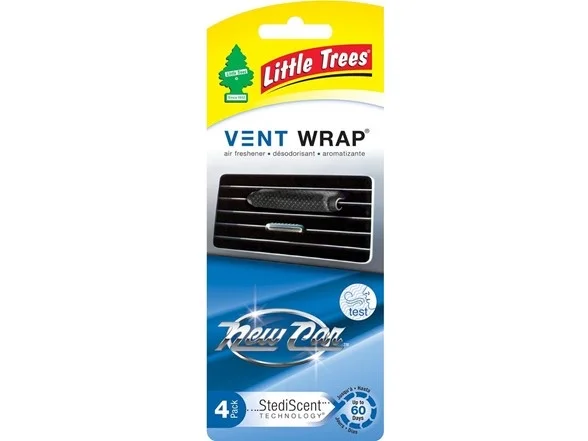 PACK OF 4 - LITTLE TREES VENT WRAPS CAR AIR FRESHENER NEW CAR SCENT FOR $3.49
