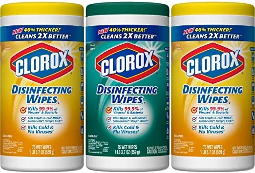 PACK OF 3 - CLOROX DISINFECTING WIPES VALUE PACK (75 WIPES PER TUB) FOR $6.49