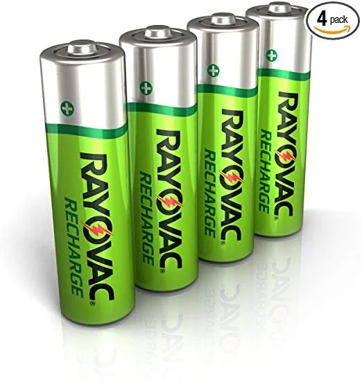 PACK OF 4 - RAYOVAC RECHARGEABLE DOUBLE A BATTERIES FOR $5.20
