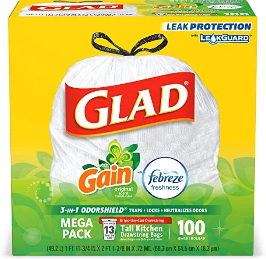 100 GLAD 13-GALLON ODORSHIELD TRASH BAGS FOR $11.11