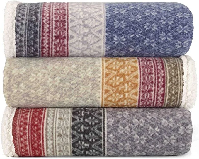 EDDIE BAUER FAIRLSLE SHERPA REVERSIBLE THROW BLANKET FOR $18.93