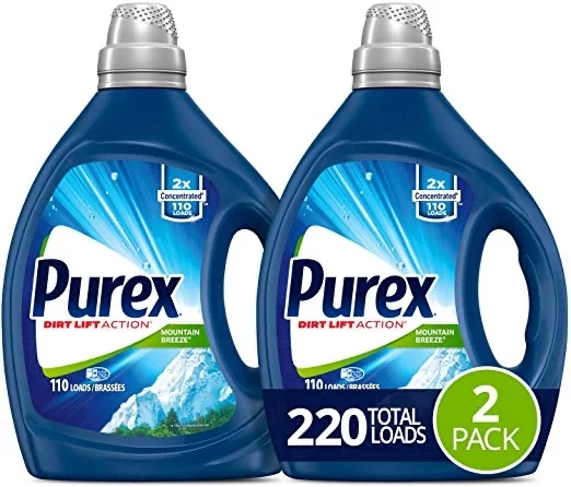 2 BOTTLES OF PUREX LIQUID LAUNDRY DETERGENT, MOUNTAIN BREEZE (220 TOTAL LOADS) FOR $14.43
