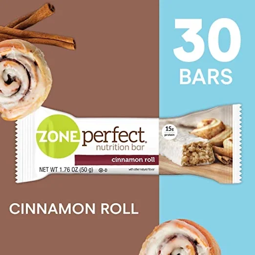 PACK OF 30 - ZONE PERFECT NUTRITION SNACK BARS, CINNAMON ROLL FOR $14.26