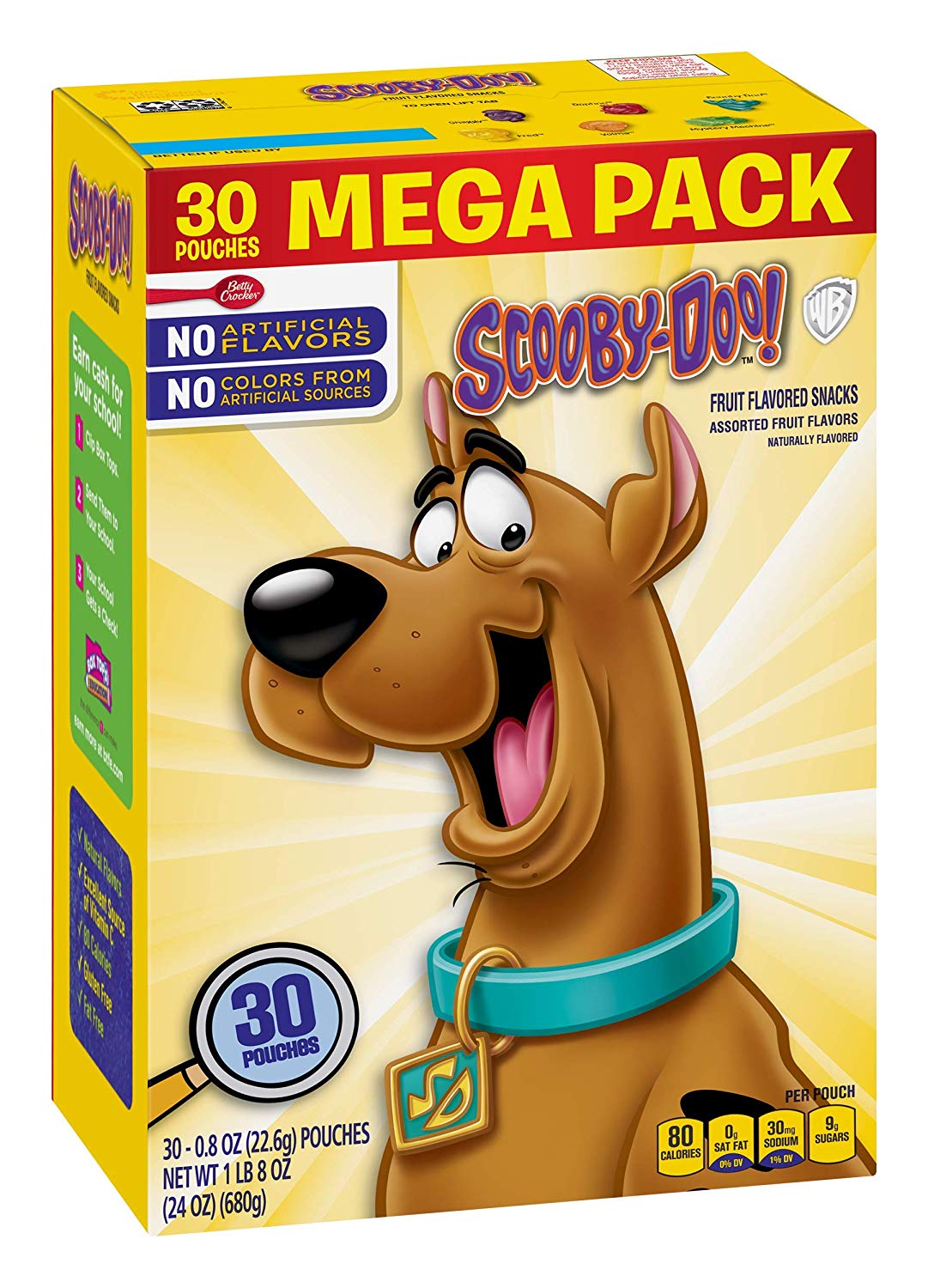 30 BAGS - BETTY CROCKER FRUIT SNACKS, SCOOBY DOO SNACKS FOR $5.70