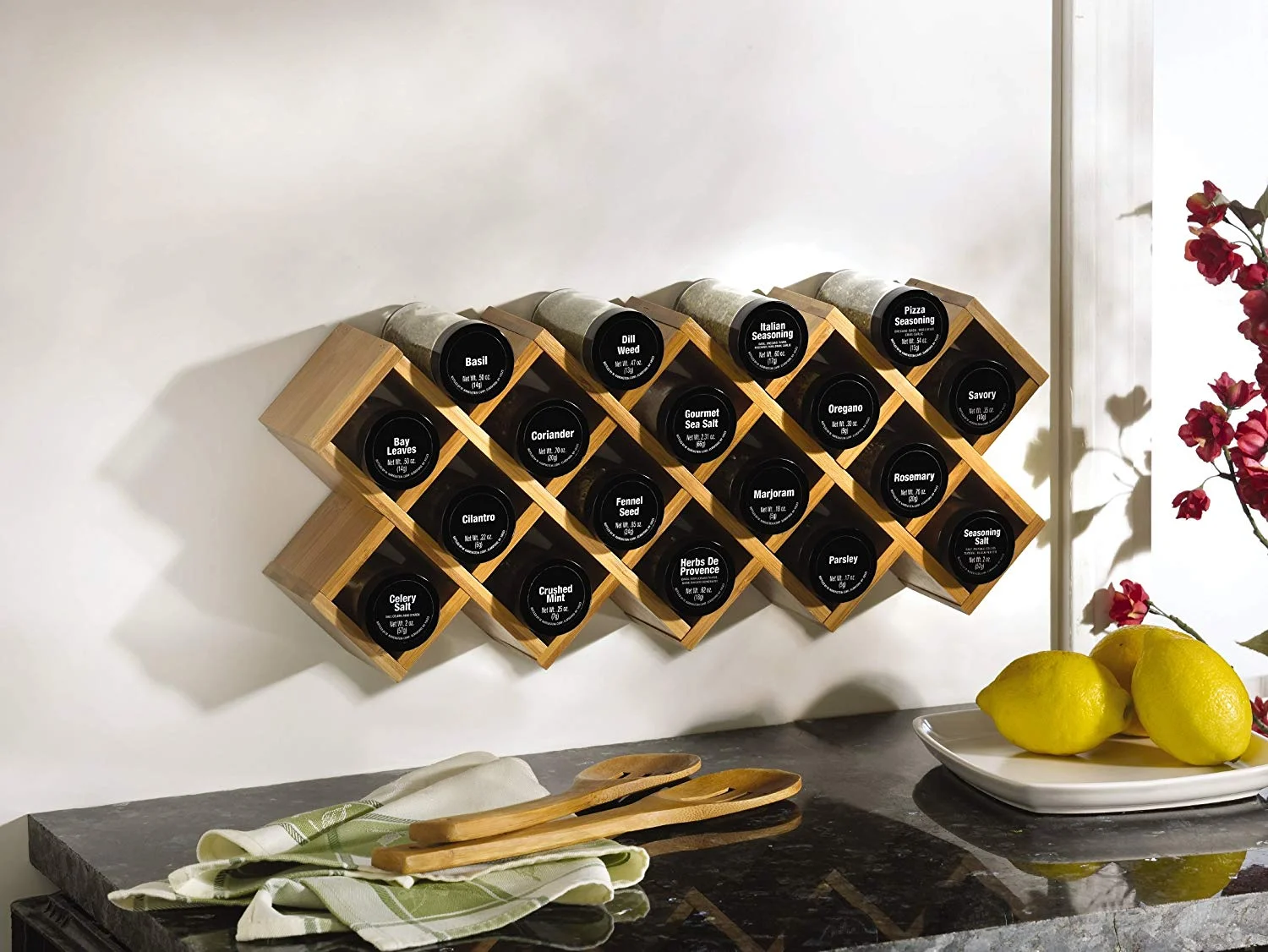CRISS-CROSS 18-JAR BAMBOO COUNTERTOP SPICE RACK ORGANIZER FOR $31.49