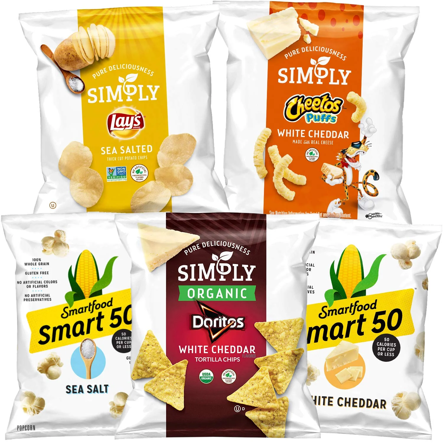 36 SNACK BAGS - SIMPLY &amp; SMART50 VARIETY PACK FOR $9.66