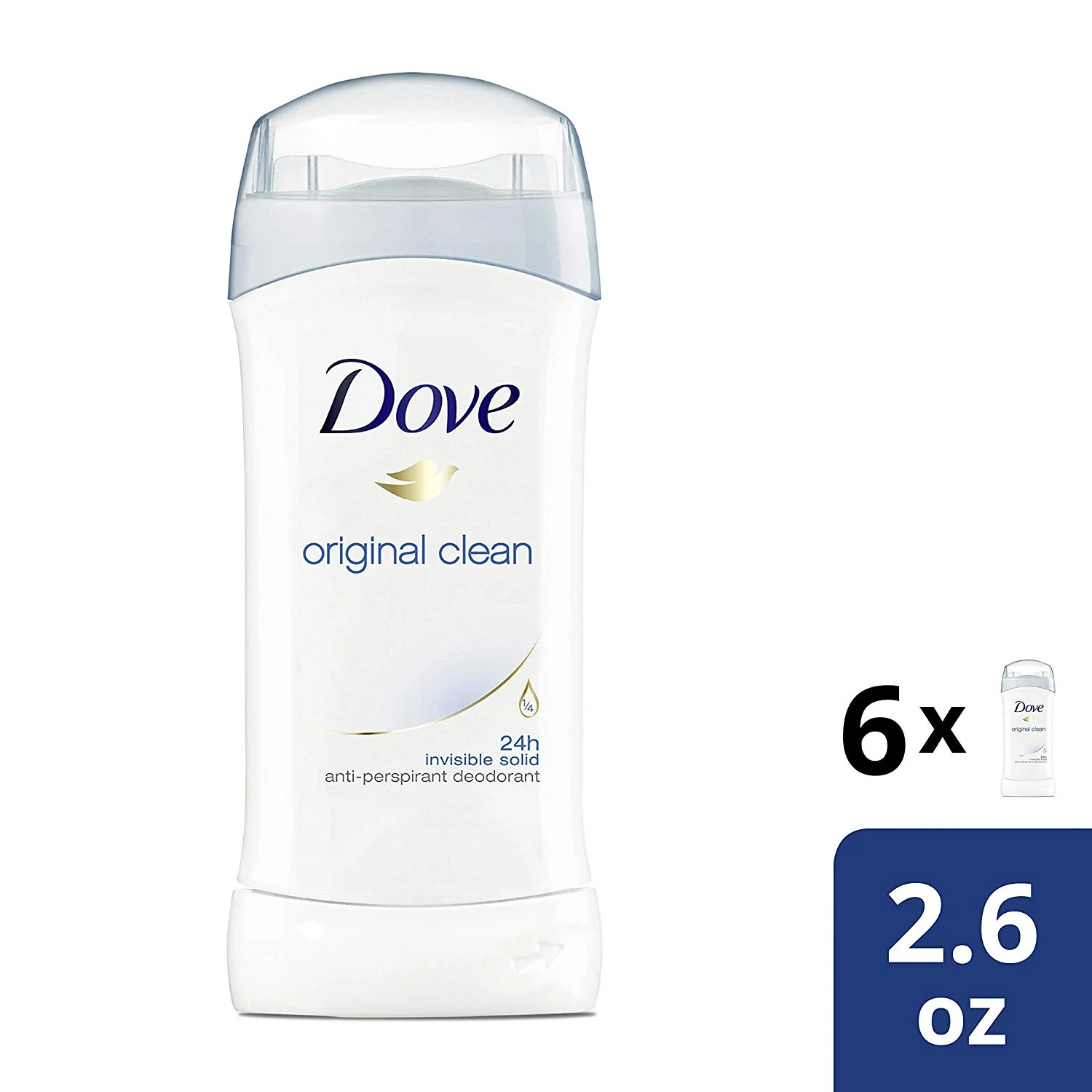 PACK OF 6 - DOVE ANTIPERSPIRANT ORIGINAL CLEAN DEODORANT FOR $11.52