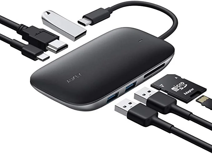 AUKEY 7-IN-1 USB TYPE-C HUB WITH 100W POWER DELIVERY FOR $24.99