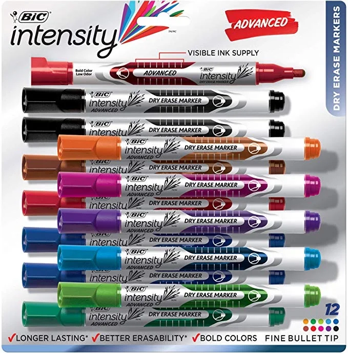 PACK OF 12 - BIC MAGIC MARKER BRAND DRY ERASE MARKERS FOR $8.99