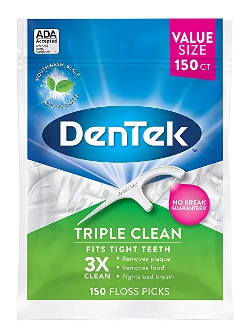 PACK OF 150 - DENTEK TRIPLE CLEAN FLOSS PICKS FOR $2.99