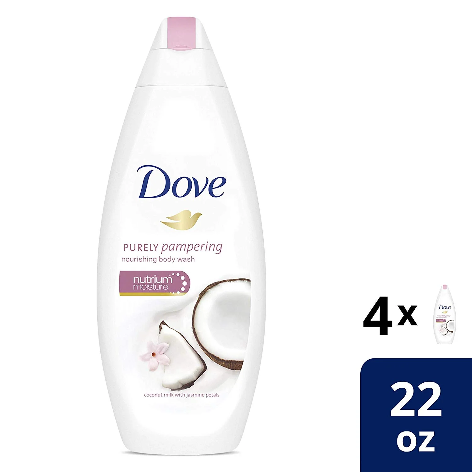 PACK OF 4 - DOVE PURELY PAMPERING COCONUT MILK WITH JASMINE PETALS BODY WASH FOR $13.06