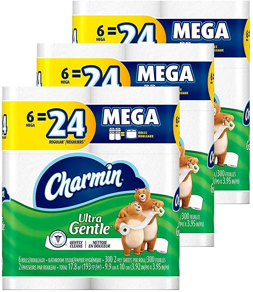 CHARMIN ULTRA GENTLE TOILET PAPER, 18 MEGA ROLLS (EQUAL TO 72 REGULAR ROLLS) FOR $14.77