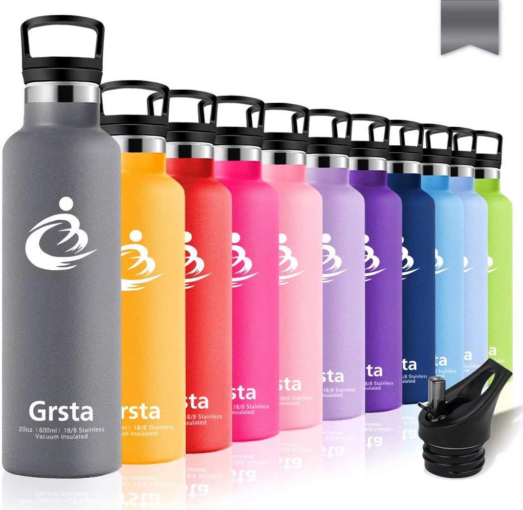 DOUBLE WALL VACUUM INSULATED STAINLESS STEEL WATER BOTTLE WITH STRAW AND FILTER FOR $11.90