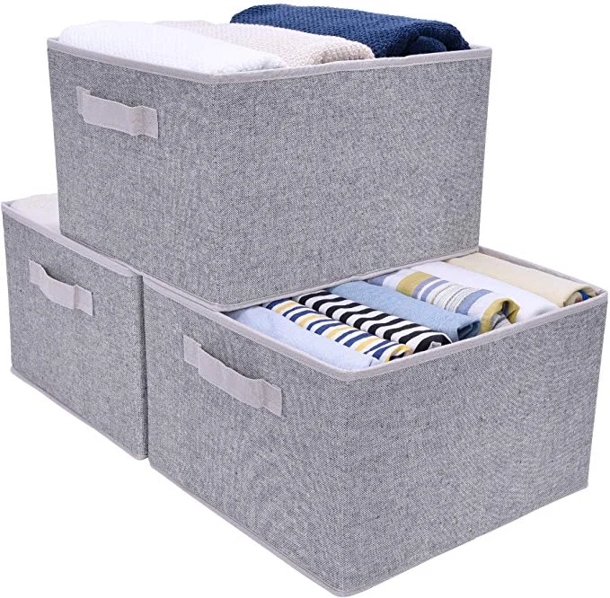 3 PACK OF DECORATIVE STORAGE BINS WITH HANDLES FOR $10.80