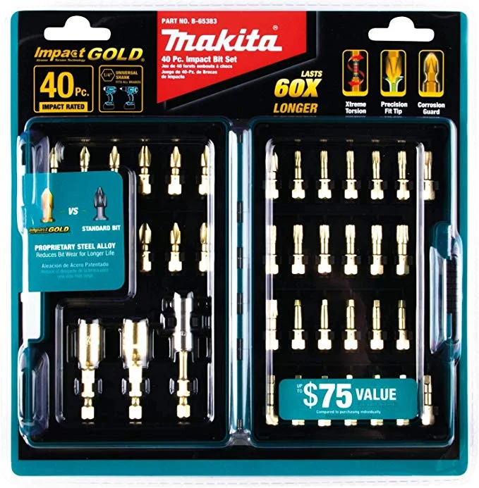 40-PIECE MAKITA IMPACT GOLD TORSION BIT SET FOR $8.94