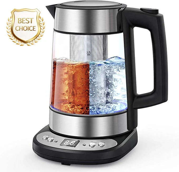 1.7L GLASS ELECTRIC TEA KETTLE WITH STRAINER FOR $39.99