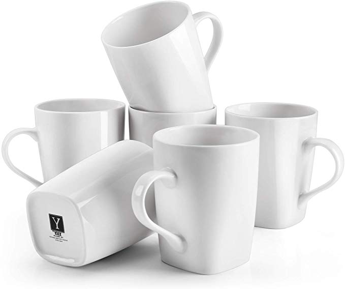 SET OF 6 - 16OZ PORCELAIN COFFEE MUGS FOR $11.20