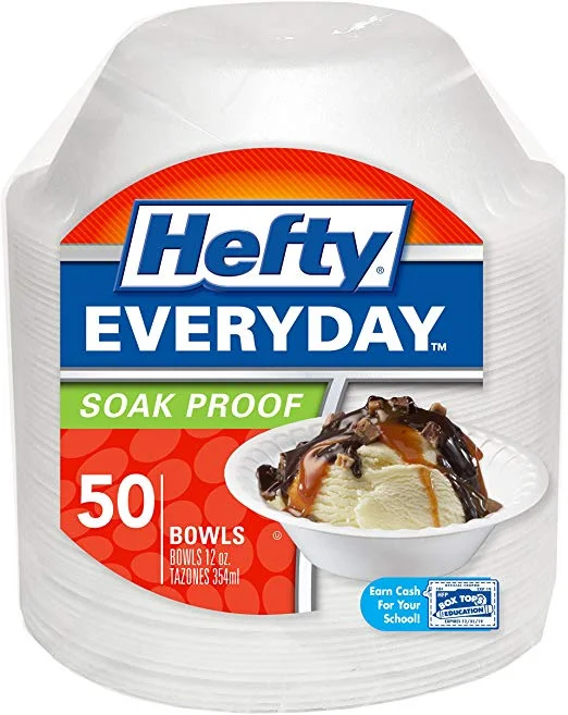 PACK OF 50 - HEFTY MEDIUM ROUND DISPOSABLE FOAM BOWLS FOR $2.37
