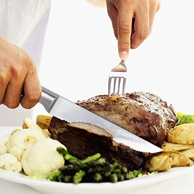 6-PIECE GERMAN HIGH CARBON STAINLESS STEEL SERRATED STEAK KNIFE SET FOR $13.99