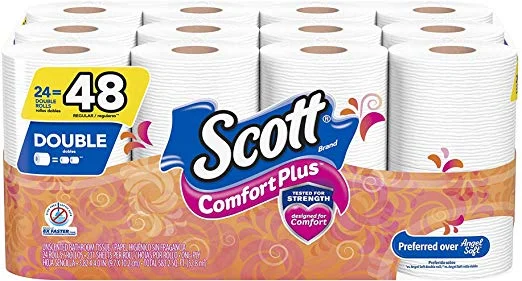 24 DOUBLE ROLLS - SCOTT COMFORTPLUS TOILET PAPER FOR $9.48