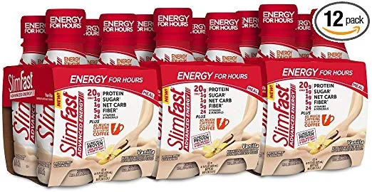 PACK OF 12 - SLIM FAST ADVANCED ENERGY VANILLA SHAKE FOR $10.94
