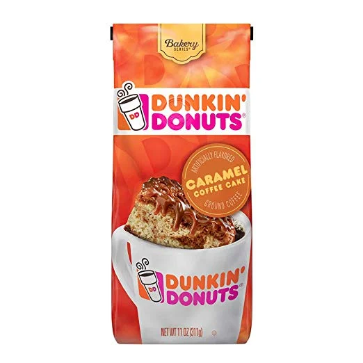 DUNKIN’ DONUTS GROUND COFFEE, CARAMEL COFFEE CAKE FOR $3.31