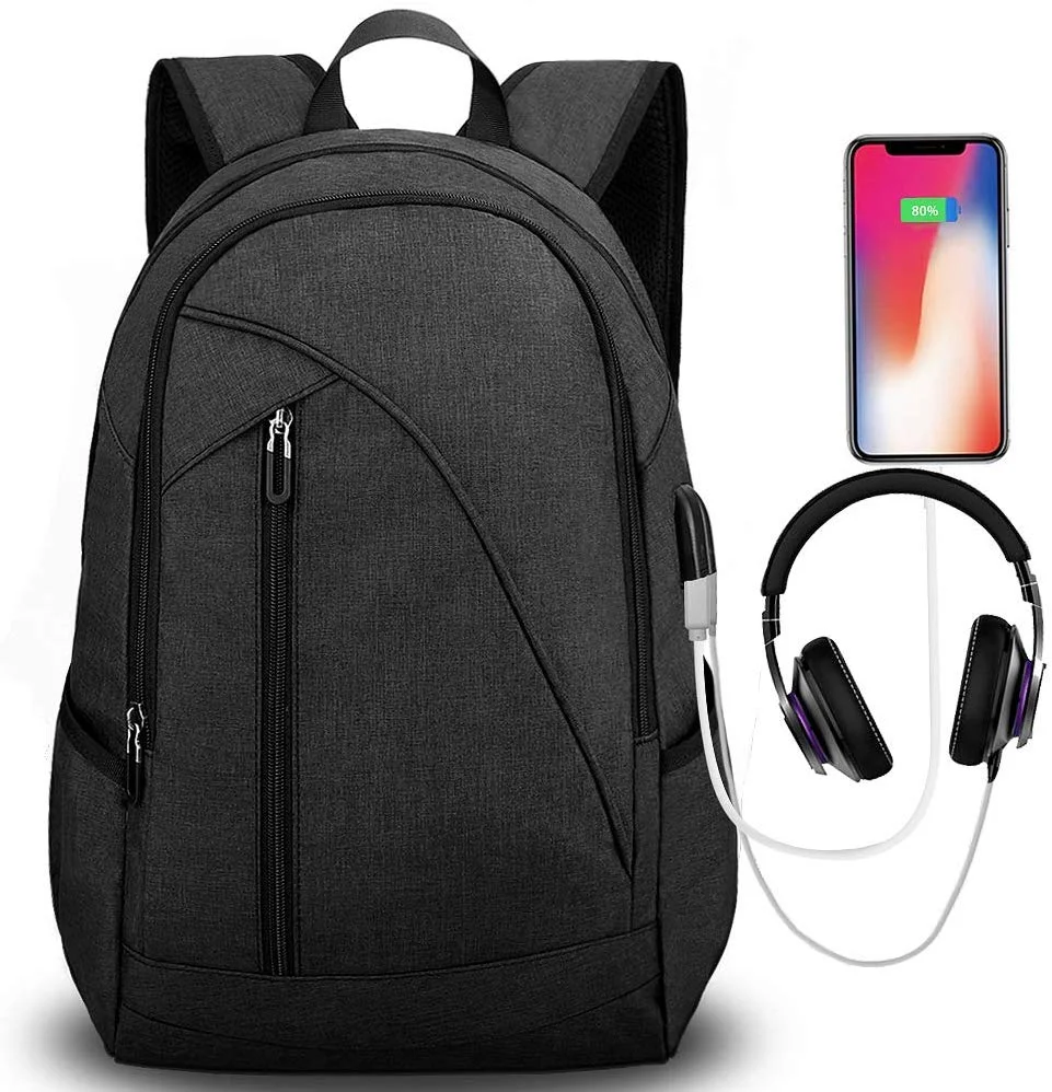 WATER RESISTANT ANTI-THEFT LAPTOP BACKPACK WITH USB PORT AND HEADPHONE INTERFACE FOR $28.08