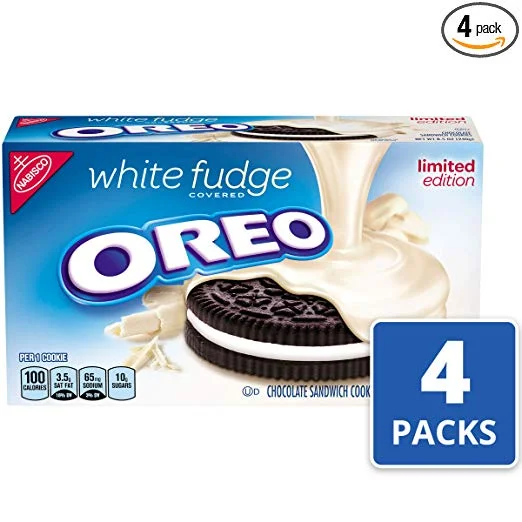 4 PACKS - OREO WHITE FUDGE COVERED CHOCOLATE SANDWICH COOKIES FOR $10.56