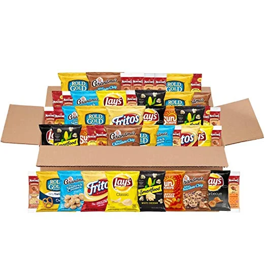 PACK OF 50 - SWEET &amp; SALTY SNACKS VARIETY BOX, MIX OF COOKIES, CRACKERS, CHIPS &amp; NUTS FOR $15.66