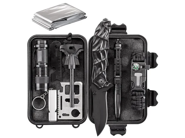 10-IN-1 EMERGENCY OUTDOOR SURVIVAL KIT FOR $19.99