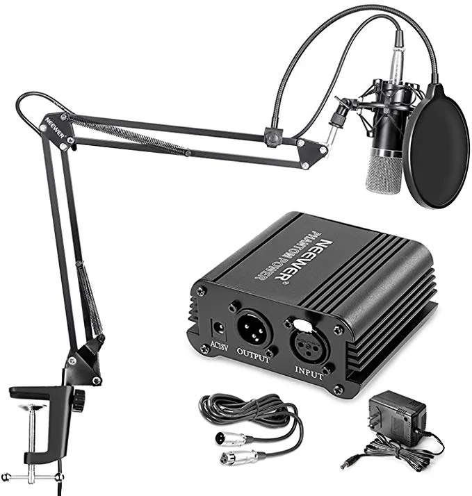 NEEWER NW-700 PROFESSIONAL CONDENSER MICROPHONE + ARM STAND + POWER SUPPLY FOR $28.69