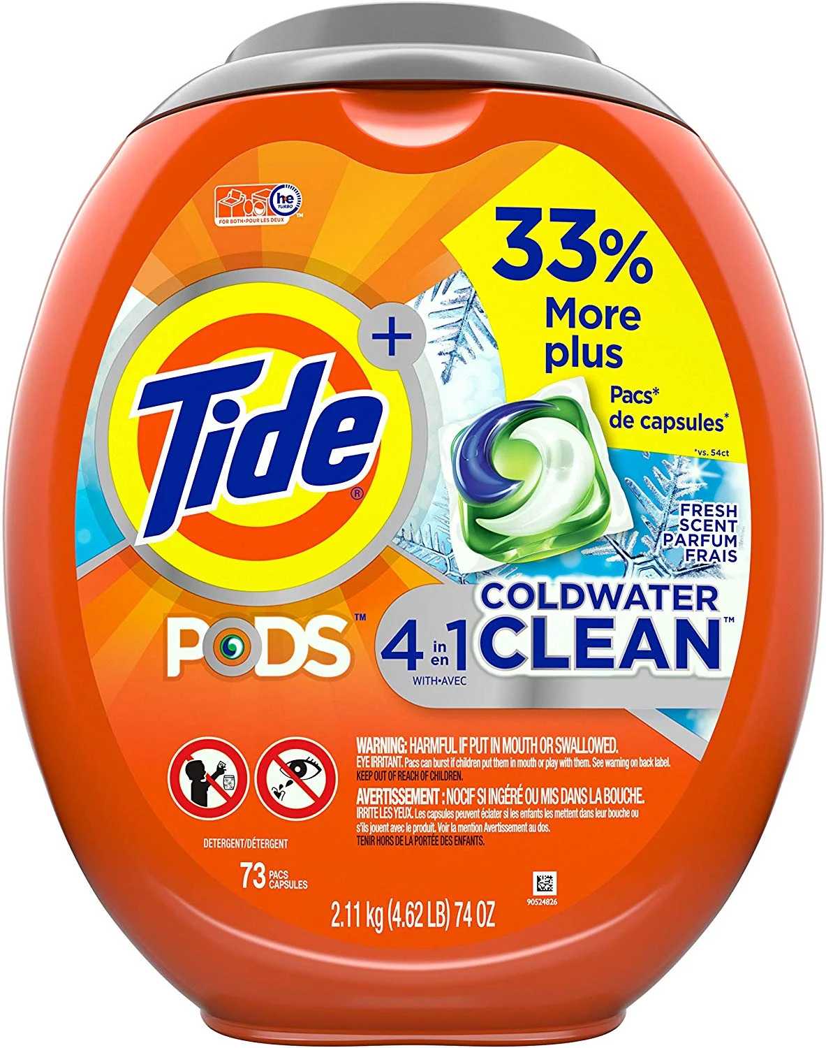 73 PODS - TIDE PODS COLDWATER CLEAN LIQUID LAUNDRY DETERGENT PACS FOR $13.65