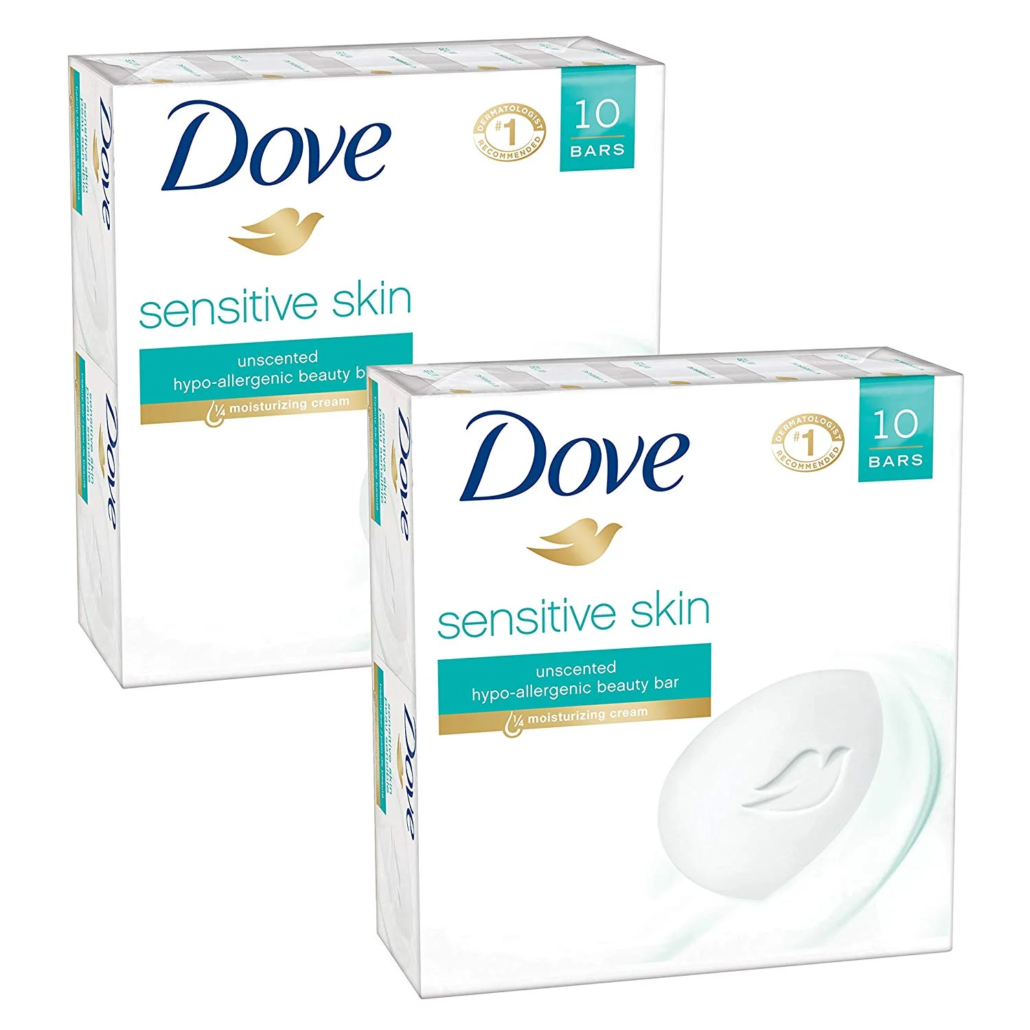 2 PACK - DOVE SENSITIVE SKIN BEAUTY BAR 4 OUNCE (10 BARS PER PACK) FOR $15.97