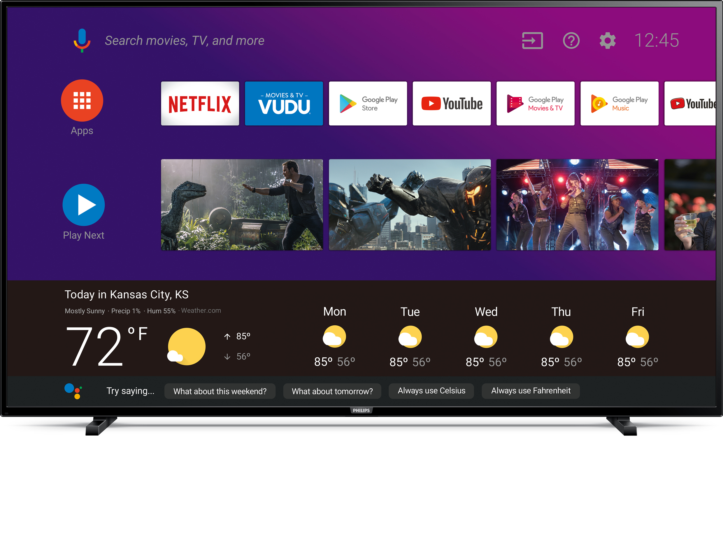 PHILIPS 65-INCH CLASS 4K ULTRA HD (2160P) ANDROID SMART LED TV WITH GOOGLE ASSISTANT FOR $488.00