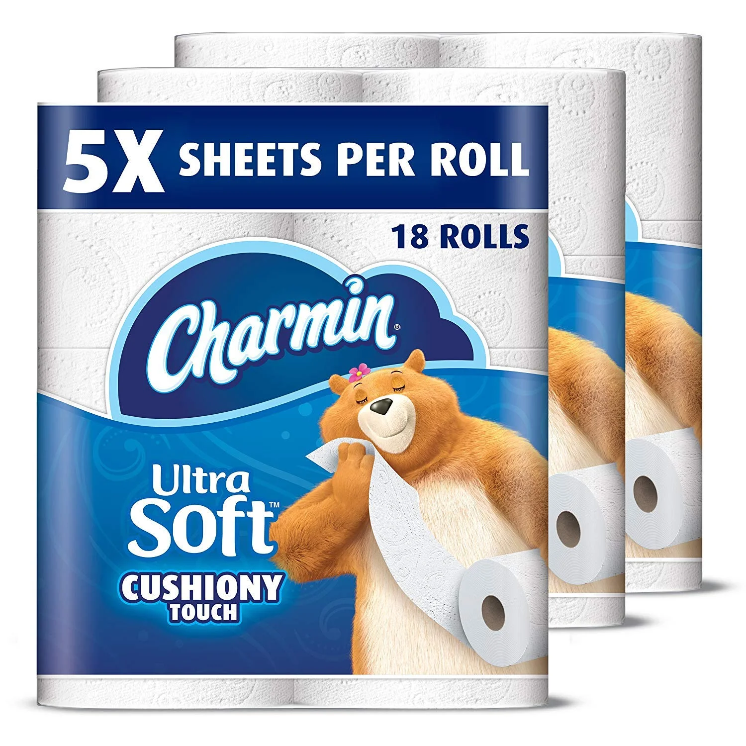 CHARMIN ULTRA SOFT CUSHIONY TOUCH TOILET PAPER, 18 FAMILY MEGA ROLLS (EQUAL TO 90 REGULAR ROLLS) FOR $21.93