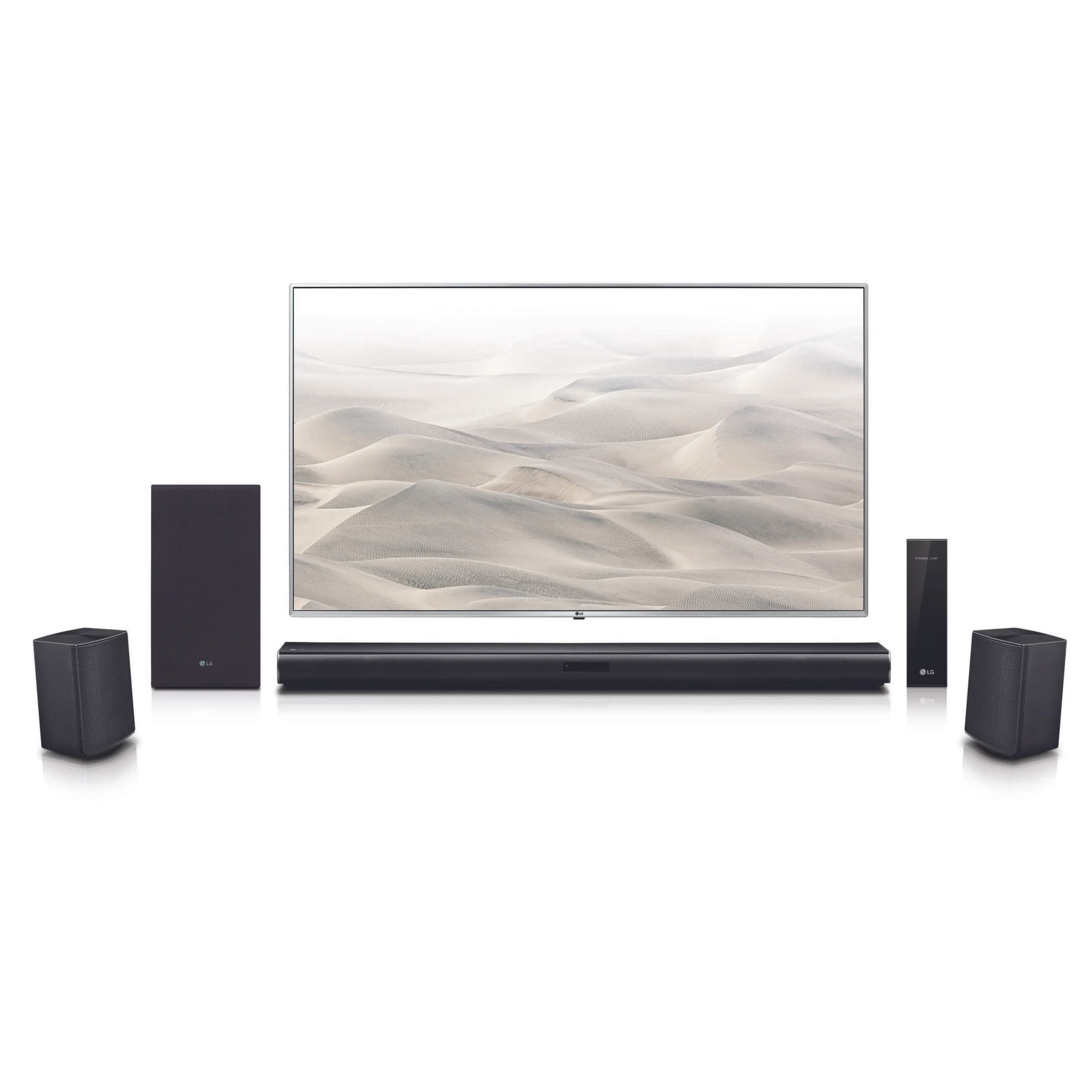 LG 4.1 CHANNEL 420W SOUNDBAR SURROUND SYSTEM WITH WIRELESS SPEAKERS FOR $179.00