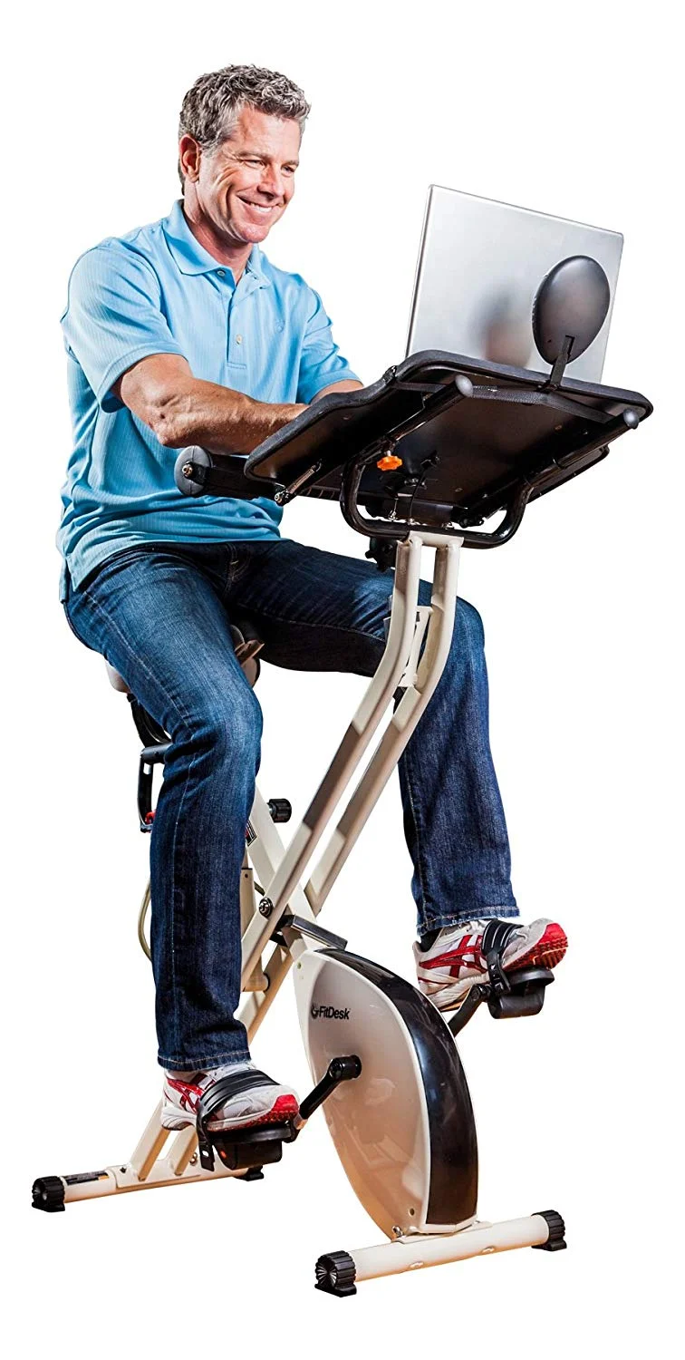 FITDESK DESK EXERCISE BIKE AND OFFICE WORKSTATION WITH MASSAGE BAR FOR $131.47