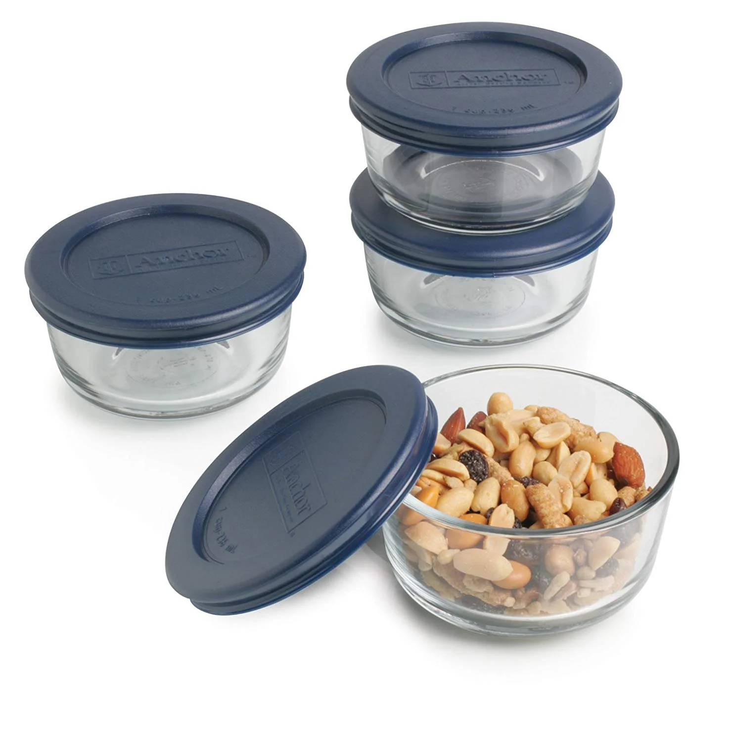 SET OF 4 - ANCHOR HOCKING CLASSIC GLASS FOOD STORAGE CONTAINERS WITH LIDS FOR $6.26
