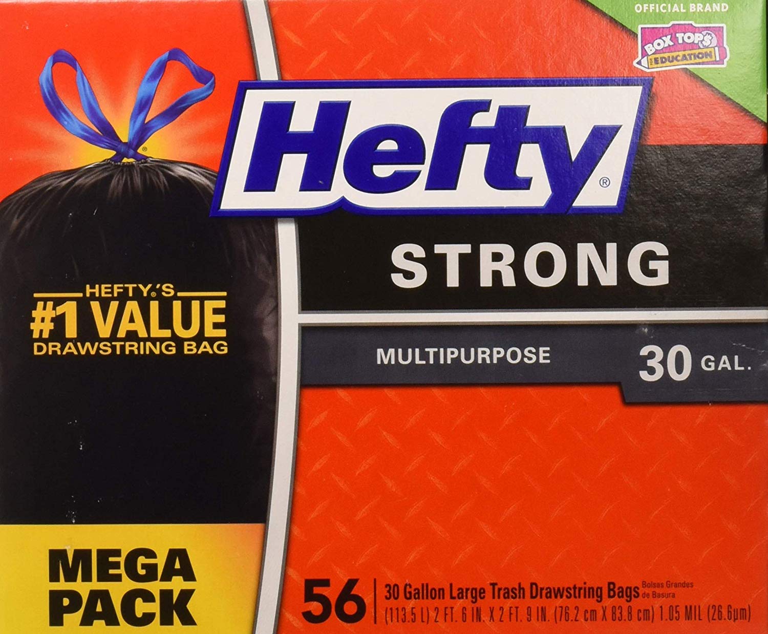 3 BOXES - HEFTY HEFTY STRONG LARGE 30 GALLON TRASH BAGS (56 BAGS PER BOX) FOR $15.43